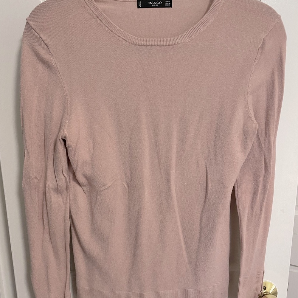 MANGO pink sweater with gold buttons